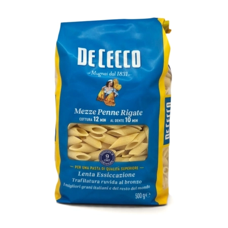 De Cecco Mezze Penne Rigate n.141 - Makaron z Semoliny 500g - Klasyczny Smak Włoch